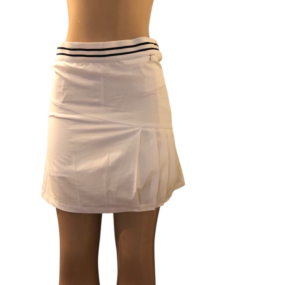 Daily Sports White Mini Skirt with Black Stripes